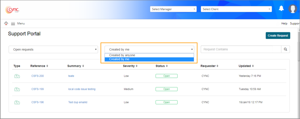 Filter requests by creators